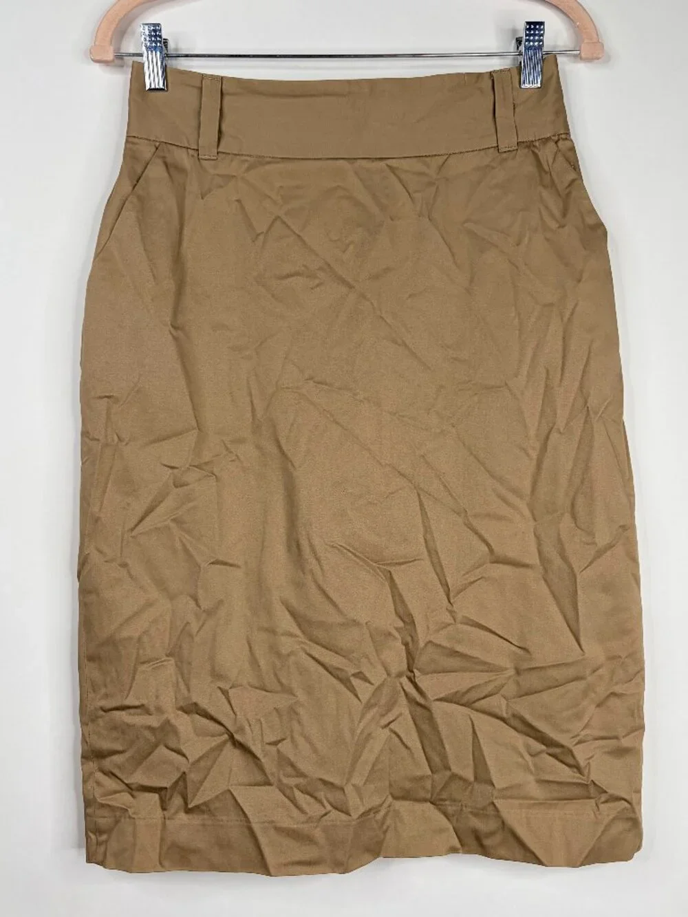 Banana Republic Utility Pencil Skirt Pockets Back Zip Khaki 4 #A3560